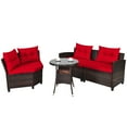 thumbnail image 6 of Patiojoy 4PCS Outdoor Patio Conversation Set Wicker Rattan Sectional Sofa W/Red Cushions, 6 of 8