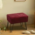 thumbnail image 6 of Home Soft Things Textured Velvet Ottoman Stool Chair, Upholstered Footrest with Black Metal Legs, Ruby Wine, 19" x 13" x 17", 6 of 7