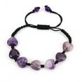 thumbnail image 1 of Nvzi Pulsera de cuentas hecha a mano, pulsera tejida con corazón de piedra natural, pulsera simple y ajustable (morado), 1 of 5