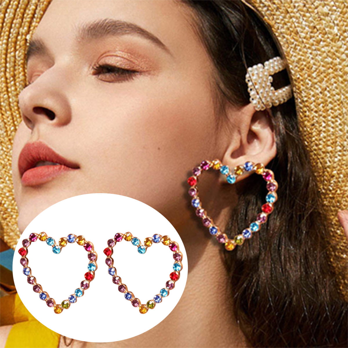 Fashion Crystal Rhinestone Heart Earrings Drop Dangle Earrings Women Jewelry CJ 