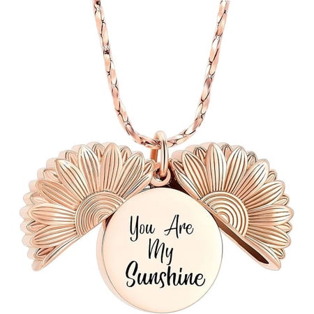 Openable Sunflower Urn Necklace for Ashes - You Are My Sunshine Engraved Pendant for Ashes Sunflower Memorial Urn Locket Necklace Keepsake Urn Ash Jewelry