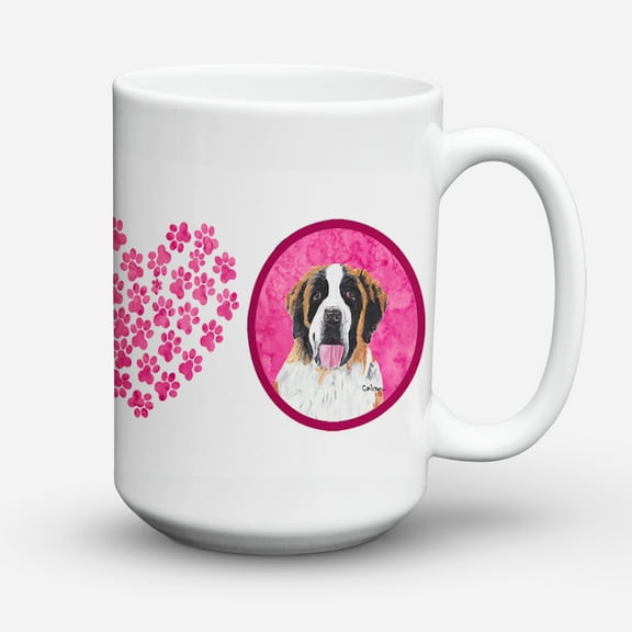 Pink Saint Bernard Coffee Mug 15 oz