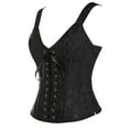 thumbnail image 3 of VASLANDA Women's Gothic Jacquard Shoulder Straps Tank Overbust Corset Bustiers, 3 of 6