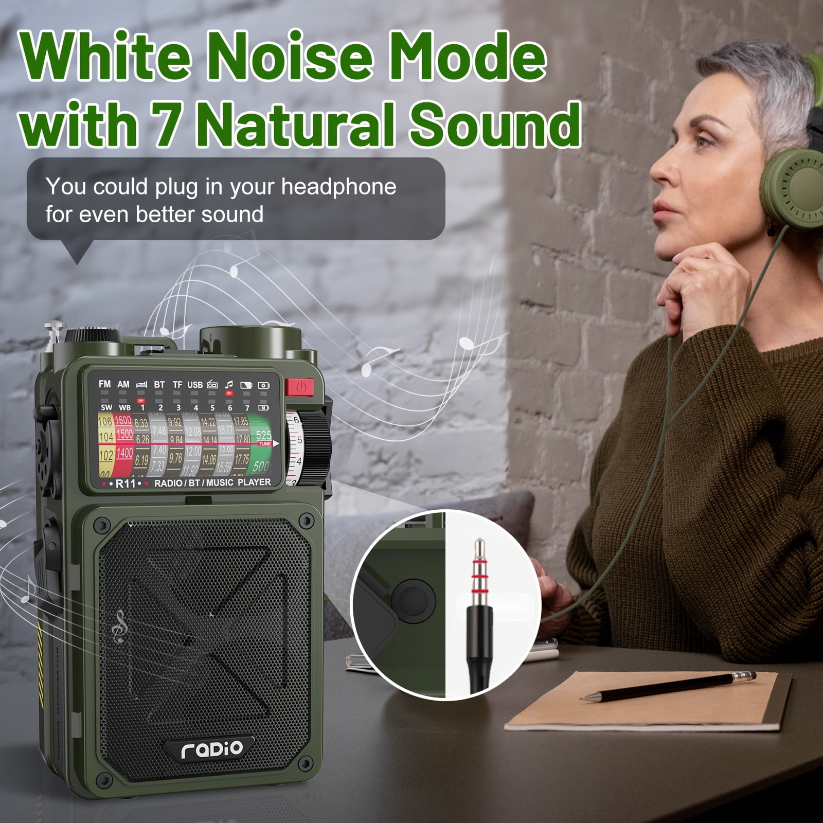 Emergency Radio: 4000mAh, Digital Shortwave, AM/FM/SW, NOAA, SD/USB MP3, Hand Crank, Solar Power, SOS Flashlight