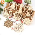 thumbnail image 3 of Copos de nieve naturales con forma de ciervo, adornos colgantes de Chip de madera de Navidad, adornos de Navidad, decoraciones de regalos para niños, 10 piezas, 3 of 4