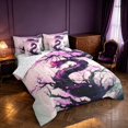 thumbnail image 2 of Manfei Eastern Dragon Animals 7pcs Queen Bedding,Dreamy Flowers Bedding Comforter Set Queen,Purple Gray,Reversible, 2 of 6