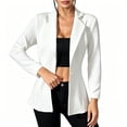thumbnail image 2 of LEKWK Blazers for Women Business Casual Open Front Long Sleeve Suit Jacket Slim Fit Lapel Collar Elegant Workwear Coat for Office Meeting, 2 of 9