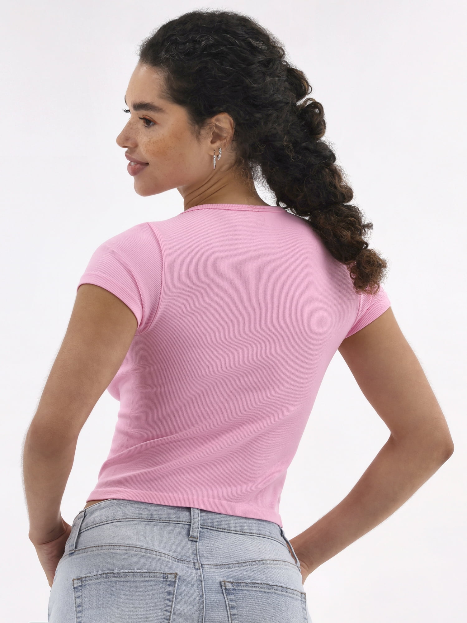 No Boundaries Seamless Crop Top with Short Sleeves, Women's
