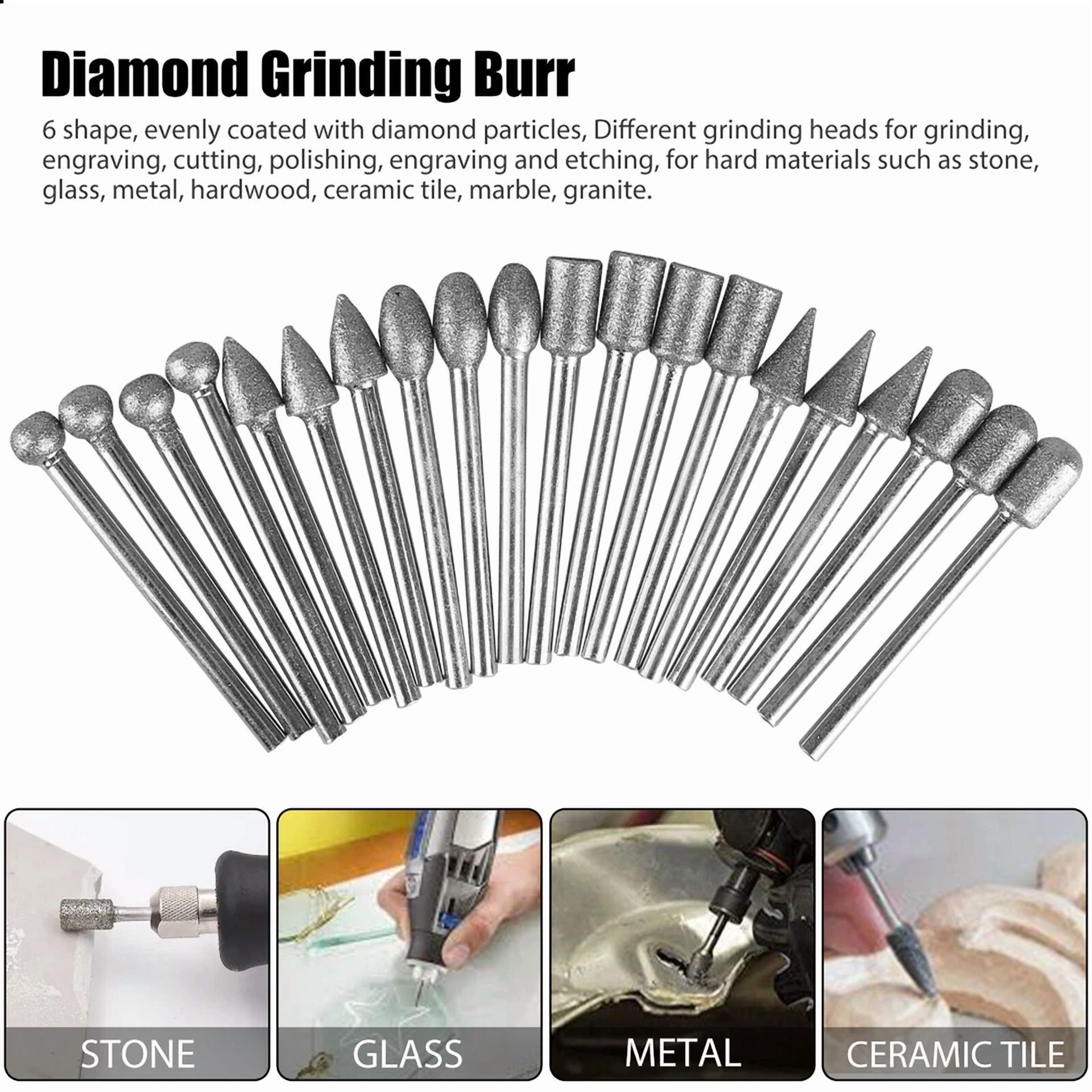 KNACK - 42Pcs Diamond Tile Glass Grinding Cutting Carving Bit Set For Dremel Rotary Tool