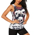 thumbnail image 2 of Gukieu Gothic Skulls And Roses Print Women's Quick-drying Fitness Vest, Round Neck Sleeveless Fitness T-shirt, Suitable for Yoga, Sports-Medium, 2 of 7