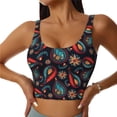 thumbnail image 1 of Fotbe Paisley1 Sujetador Deportivo Largo sin Aros para Mujer con Almohadillas y Soporte Medio, Transpirable y Absorbente, Camiseta Tipo Chaleco o Tank Top-Large, 1 of 8