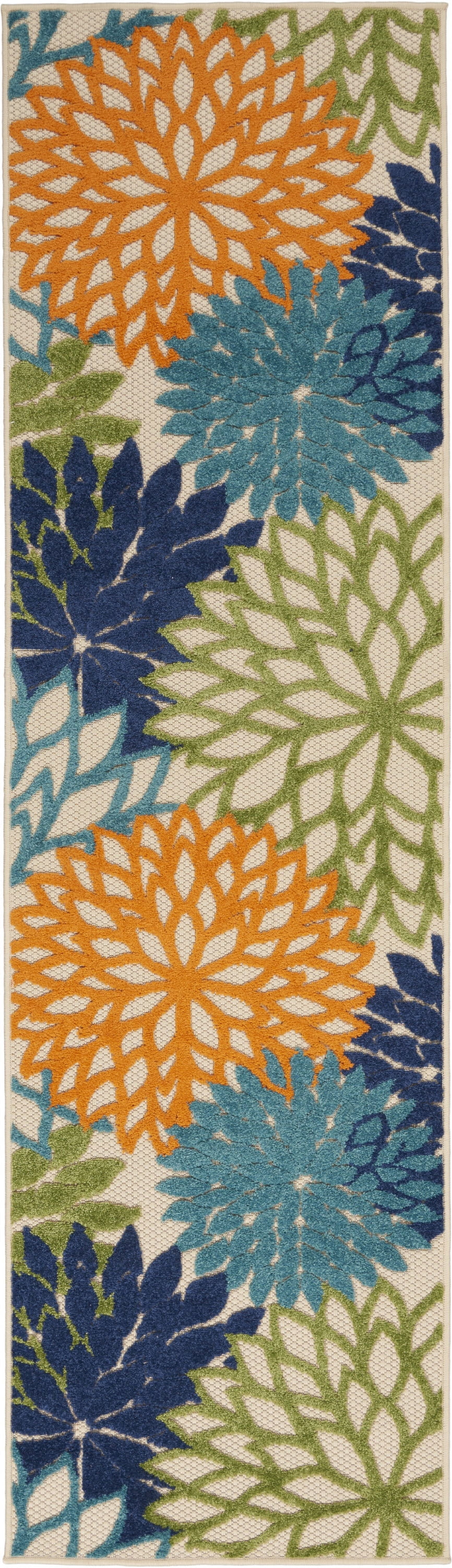 Nourison Tropical Oasis Indoor/Outdoor Modern Floral Multicolor 2'3" x 12' Area Rug, (12' Runner)