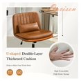 thumbnail image 5 of BNHHYYDS Cross Leg Office Chair with Wheels, Brown PU Leather - Swivel Desk Task Chair with Thick Cushion & Pillow - Armless Computer Chair for Home, Vanity, & Office, 5 of 7