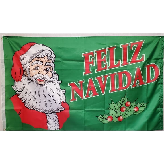 Feliz Navidad Santa Green 3'x5'  Flag Rough Tex ® 100D