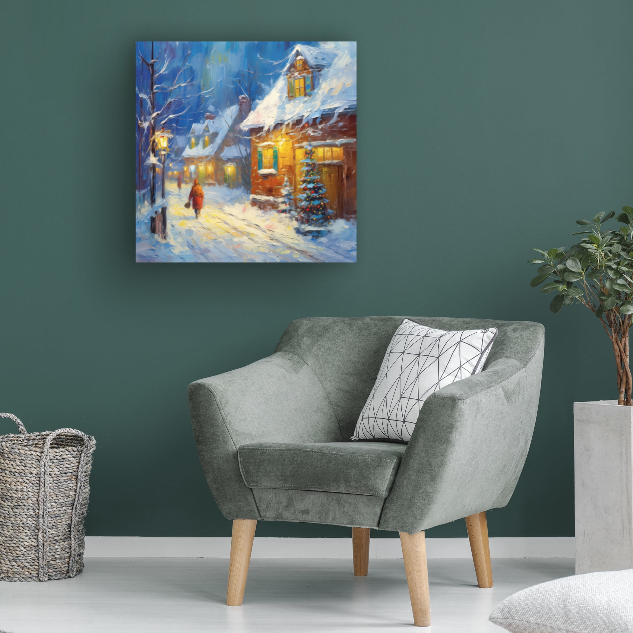 Canvas Wall Art - The Golden Valley 'Warm Glow Of Christmas' Wall Art for Living Room, Bedroom, or Office Décor by Trademark Fine Art - 18 x 18 Inches