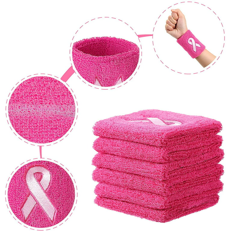 12 Pack Breast Cancer Awareness Wristbands Bulk Pink Ribbon Sweatbands for  Boys Men and Women, Basketball Baseball Running and Supporting Breast Cancer  Awareness Month 