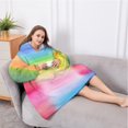 thumbnail image 5 of Oversized Wearable Blanket Hoodie,Colorful Watercolor Stripe Pattern Sherpa Blanket Hoodie with Super Pockets,Super Warm Fuzzy Pullover for Women & Men, 5 of 6