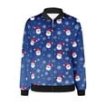 thumbnail image 4 of Feancey Clearance Sale Today Fall Jackets for Women Christmas Casual Full Zip Bomber Jackets Elastic Ribbed Flight Jackets Cute Santa Claus Print Varsity Jacket with Pockets Multicolor XL, 4 of 5
