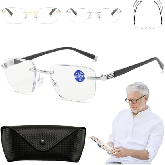 Mag Vision Glasses, Intelligent Zoom Blue Light Blocking Reading Glasses, Progressive Multifocal Lenses, Unisex