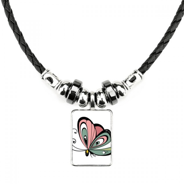 animal forma de corazon cartoon butterfly collar a mano colgante de cuerda de cuero Unbranded M