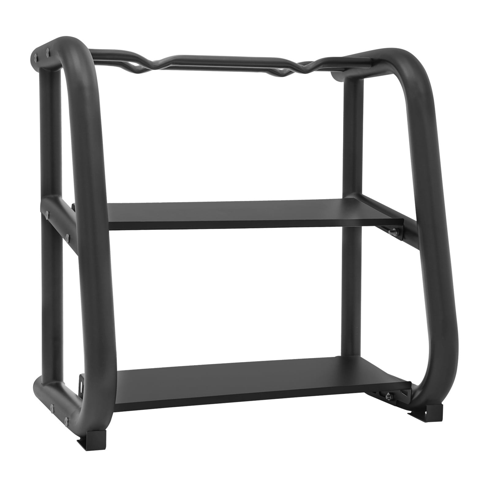 ToppiJoy 2-Tier Free Standing Dumbbells & Kettlebells Weight Stand, Multifunctional Weight Rack Fitness Equipment Storage Rack for Home & Office & Gym