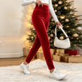 thumbnail image 6 of FAIWAD Women Velvet Leggings Christmas Soft Stretch Elastic Waist Velour Tights Full Length Slim Fitted Base Layer Pants, 6 of 9