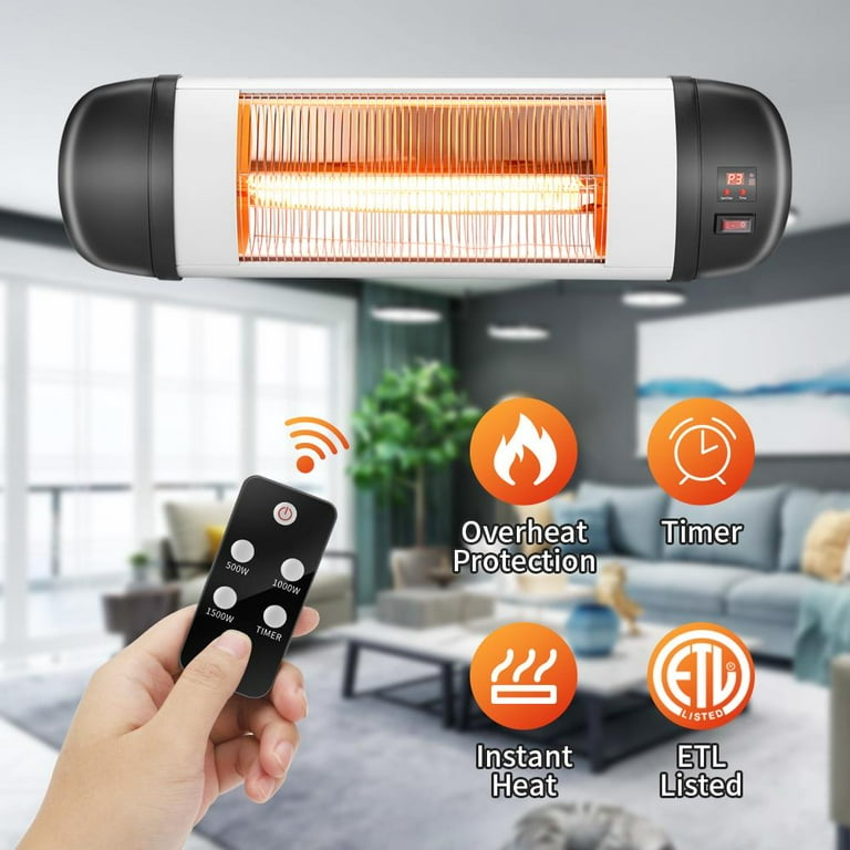 Zimtown 1500W Wall Mounted Electric Patio Heater with Remote Control Zimtown 1500W Wall Mounted Electric Patio Heater with Remote Control