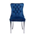 thumbnail image 2 of Tcbosik 2 Pack Upholstered Velvet Chairs, Dining Chair with Button Tufted Back & Metal Legs for Living Room, Kitchen, Easy Assembly, Blue & Silver, 2 of 11