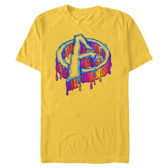 Marvel Avengers A Logo Melting Paint Drip - Short Sleeve Blended T-Shirt for Adults - Customized-Yellow