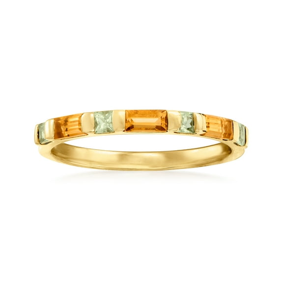 Ross-Simons 0.30 ct. t.w. Citrine and .20 ct. t.w. Peridot Ring in 14kt Yellow Gold, Women's, Adult