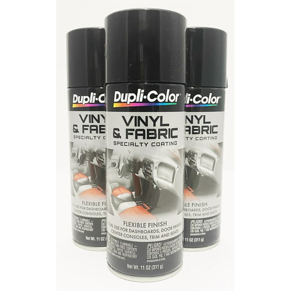 Duplicolor HVP104 - 3 Pack Vinyl & Fabric Spray Paint Gloss Black - 11 oz