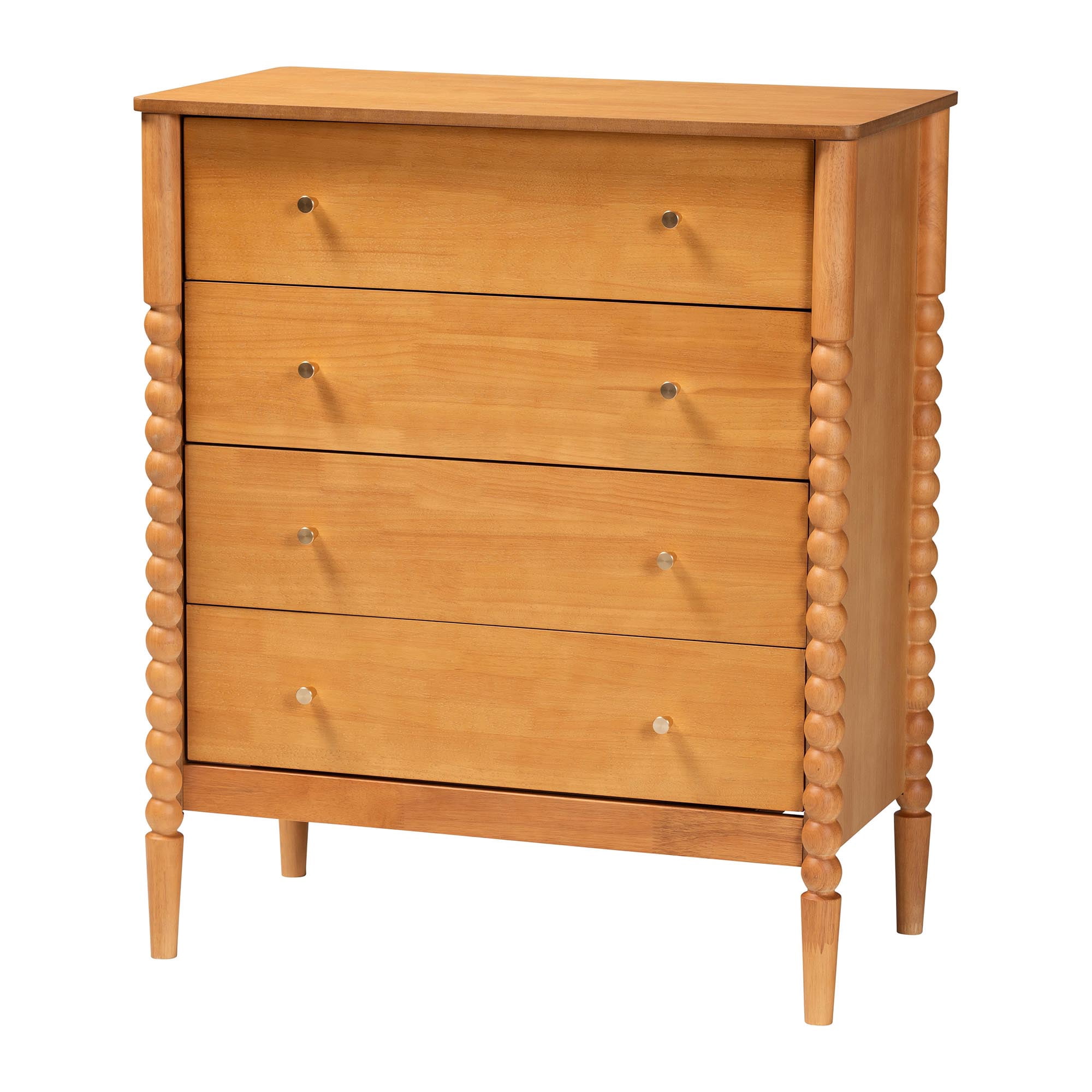 Baxton Studio Lucera Mid-Century Bedroom Set, Queen, Oak Brown
