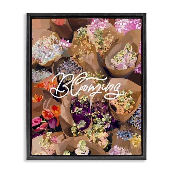 Stupell Industries Blooming Spring Bouquets Black Framed Floater Canvas Wall Art, design by Amelia Noyes