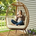 thumbnail image 4 of Dextrus Adult Metal/Rattan Egg Hanging Chair with Stand Cushion, Beige, 4 of 6