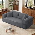thumbnail image 3 of VFD Modern 3-Seater Sofa with Deep Seat, No Assembly Required, Modern Corduroy Couch with 2 Pillows, Lazy Compression Sofa for Living Room Bedroom, Hybrid Sofa in a Box, Deep Gray, 3 of 11