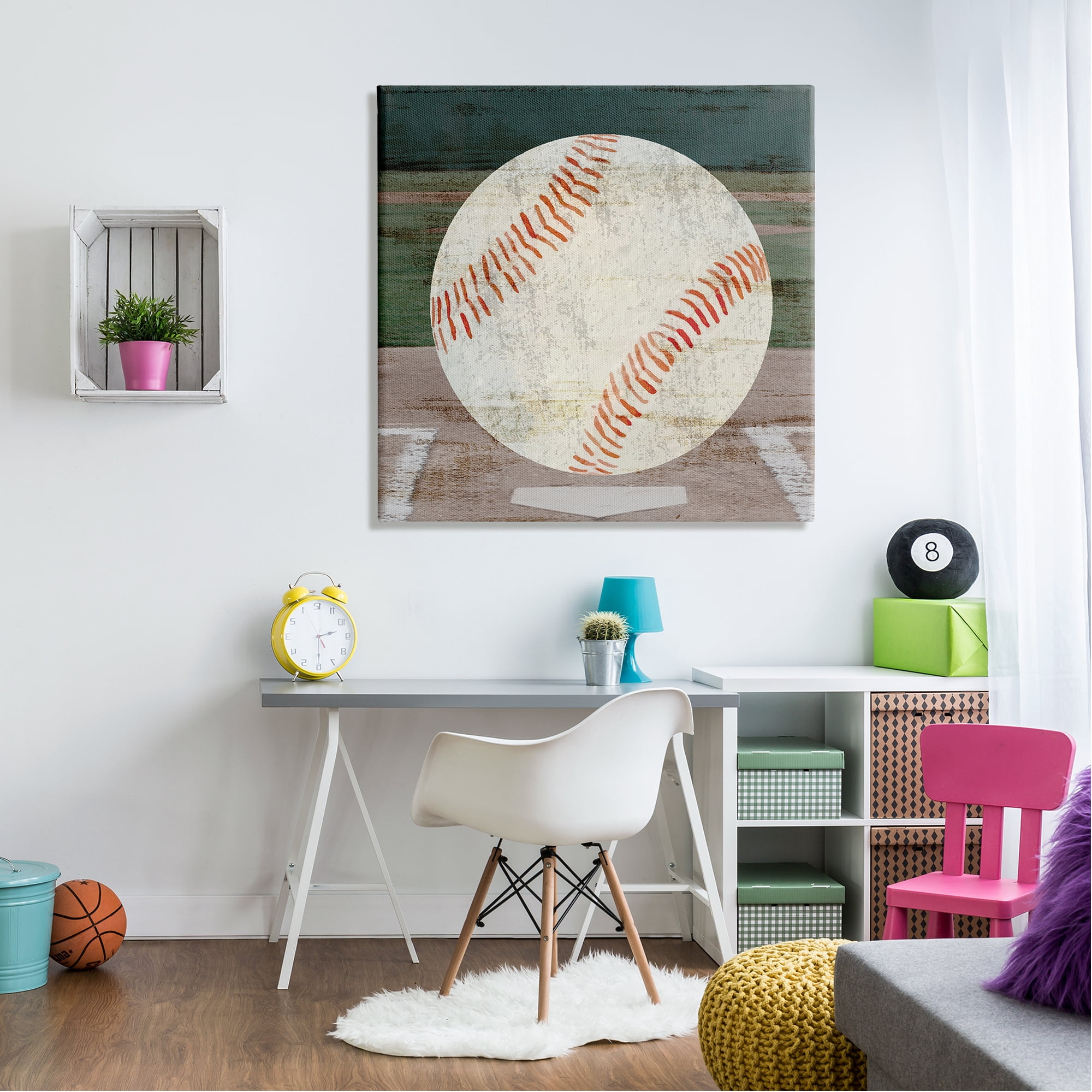Stupell Industries Rustic Baseball on Field Abstract Painting Gallery Wrapped Canvas Art Print Wall Art, 36 x 36