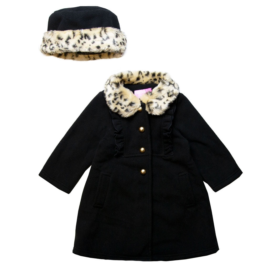 Good Lad Newborn//Infant Girls Creme Fleece Coat with Floral Embroidery and Matching Hat