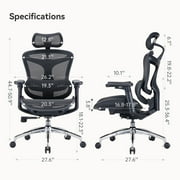 Sihoo Doro C300 Ergonomic Office Chair with Headrest, Lumbar Support, Adjustable Backrest, 3D Armrests, Breathable Mesh, Height & Tilt Adjustment - Black