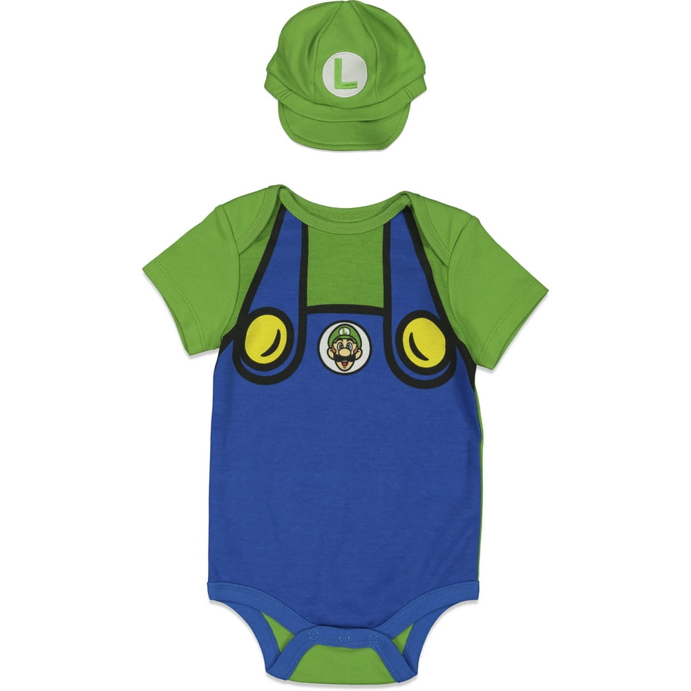 Nintendo SUPER MARIO Baby Boys Costume Short Sleeve Bodysuit Hat Set Green 03 Months Walmart