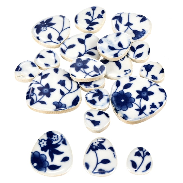 Uxcell 100g Azulejos de Cerámica para Manualidades a Granel, Azulejos de Cerámica Azul y Blanca para Kits de Mosaico