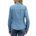 thumbnail image 3 of INSPIRE CHIC Women's Denim Shirt Long Sleeve Spring Outfits Western Button Up Jean Shirts Top S Blue, 3 of 6