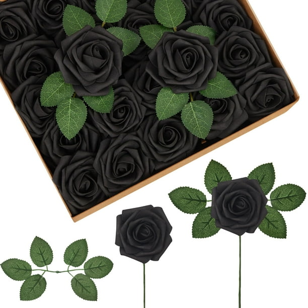 Rosas artificiales de espuma negra InnoGear, 50 unidades