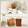thumbnail image 4 of 3 Gallons Rectangular Wastebaskets Acacia Wood Waste Basket With Handles Small Trash Can For Bathroom Brown Garbage Bin For Spa Decorative Kitchen Under Counter Living Room Office, 4 of 7