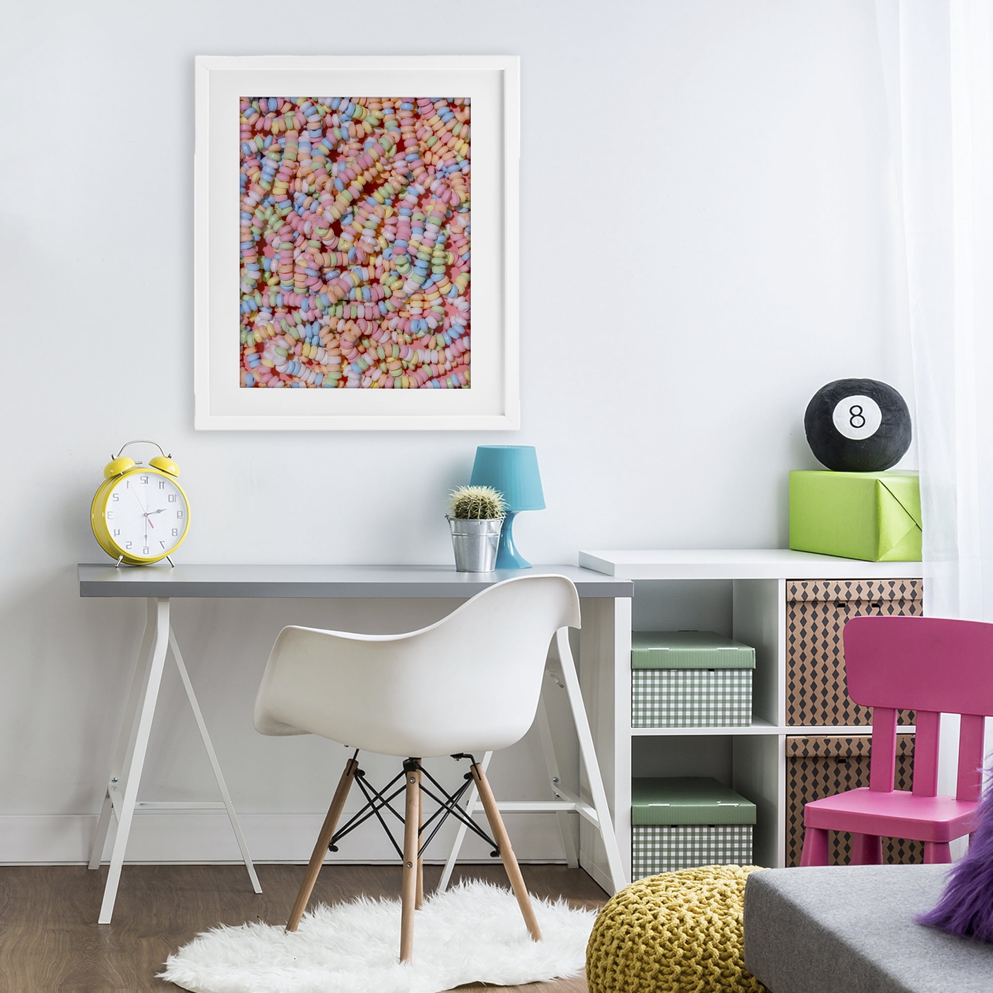 Stupell Industries Pastel Candy Necklace White Framed Print Under Glass, design by LISH Creative