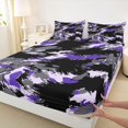 thumbnail image 3 of Manfei Graffiti Splash 4-Piece Full Size Sheets for Teens Female Men,Abstract Camouflage Bed Sheets,Black Purple Grey Lightweight Sheet Sets,Ultra Soft Home Decor, 3 of 7