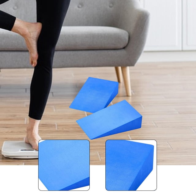 Ethern 2 Pieces Squat Wedge Blocks Foam Wedge EVA Slant Boards Incline Boards for Ankle Blue