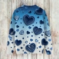thumbnail image 4 of Nokdvo Swearshirts for Women Lightweight Valentines Love Heart Print Graphic Round Neck Pullover Top Fall Winter Casual Knit Loose Pullover Sweatshirts,Blue L, 4 of 4