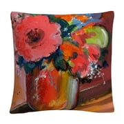 Floral' Bold Still Life Painting By Sheila Golden 16 X 16 Decorative Throw Pillow