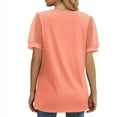 thumbnail image 5 of Womens Summer Tops 2023 Pejock Women V Neck T Shirts Swiss Dot Puff Sleeve Tops Loose Casual T-Shirt Soild Cotton Tee Plus Size Loose Comfy Tee Tops Blouse Pink S (US Size:4), 5 of 6