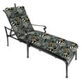 thumbnail image 2 of Jordan Manufacturing 74" x 22" Maryland Driftwood Black Leaves Rectangular Outdoor Chaise Lounge Cushion with Ties and Hanger Loop, 2 of 10